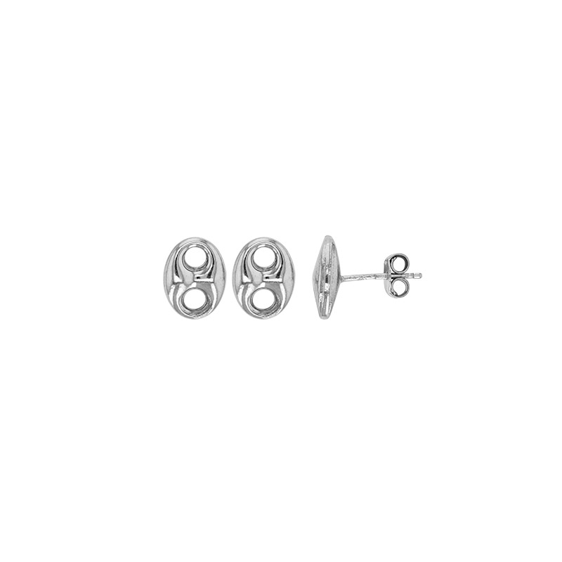 Boucles d'oreilles puces grain de café, argent 925/1000 platiné