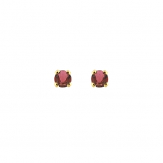 Boucles d'oreilles puces Grenat rond serti 4 griffes, Or 750/1000