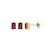 Boucles d'oreilles puces Grenat taille rectangle 6x4mm, Or 750/1000