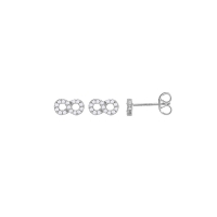 Boucles d'oreilles puces infini avec oxydes, argent 925/1000 rhodié