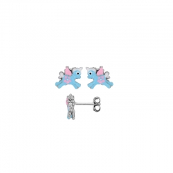 Boucles d'oreilles puces Licorne en argent rhodié