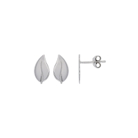 Boucles d'oreilles puces motifs feuilles, argent 925/1000 platiné