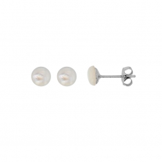 Boucles d'oreilles puces Nacre, argent 925/1000 rhodié