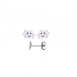 Boucles d'oreilles puces nuage en argent rhodié