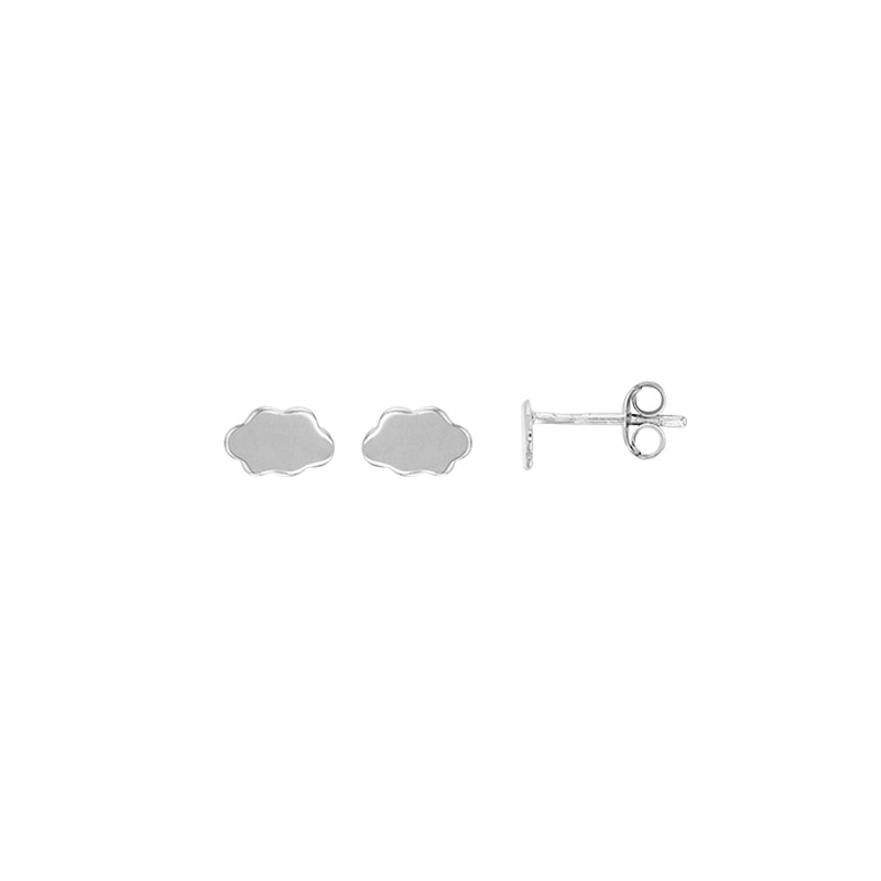 Boucles d'oreilles puces nuages, argent 925/1000 platiné