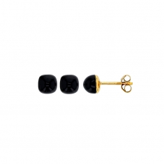 Boucles d'oreilles puces Onyx bombé, Or 750/1000