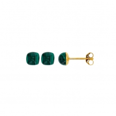 Boucles d'oreilles puces Onyx bombé, Or 750/1000