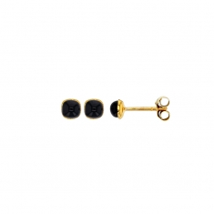 Boucles d'oreilles puces Onyx bombé, Or 750/1000