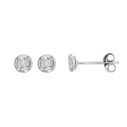 Boucles d'oreilles puces Or 750/1000 avec diamant serti clos 0,036ct HSI
