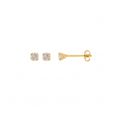 Boucles d'oreilles puces Or 750/1000 avec oxyde de zirconium (4 griffes)