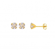 Boucles d'oreilles puces Or 750/1000 avec oxyde de zirconium (4 griffes)