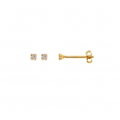 Boucles d'oreilles puces Or 750/1000 avec oxyde de zirconium (4 griffes)