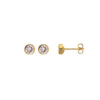 Boucles d'oreilles puces Or 750/1000 serti clos, oxydes diam. 5mm