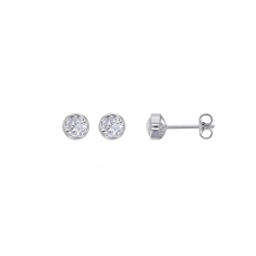 Boucles d'oreilles puces Or 750/1000 serti clos, oxydes diam. 5mm