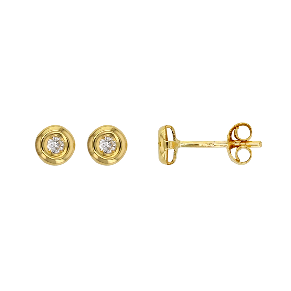 Boucles d'oreilles puces Or 750/1000 avec diamant serti clos 0,036ct HSI