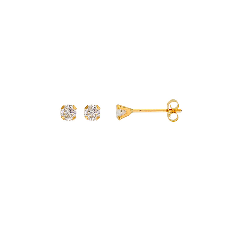 Boucles d'oreilles puces Or 750/1000 avec oxyde de zirconium (4 griffes)