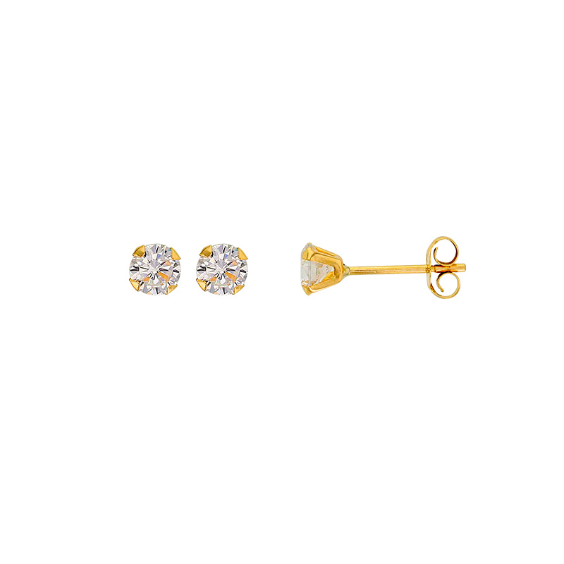 Boucles d'oreilles puces Or 750/1000 avec oxyde de zirconium (4 griffes)