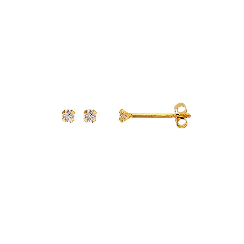 Boucles d'oreilles puces Or 750/1000 avec oxyde de zirconium (4 griffes)