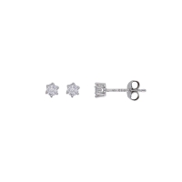 Boucles d'oreilles puces oxyde 3mm sertis 6 griffes, argent 925/1000 rhodié