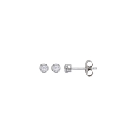 Boucles d'oreilles puces oxyde serti clos 3mm, argent 925/1000 rhodié