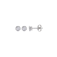 Boucles d'oreilles puces oxyde serti clos 3mm, argent 925/1000 rhodié