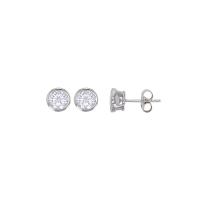 Boucles d'oreilles puces oxyde serti clos 3mm, argent 925/1000 rhodié