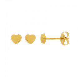 Boucles d'oreilles puces petit coeur bombé et bâté, Or 750/1000