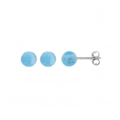 Boucles d'oreilles puces pierres Larimar 5,5mm, argent 925/1000