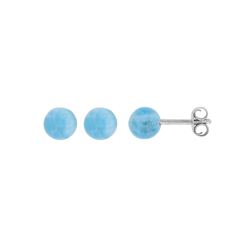 Boucles d'oreilles puces pierres Larimar 5,5mm, argent 925/1000