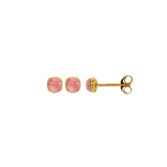 Boucles d'oreilles puces Rhodochrosite bombée, Or 750/1000