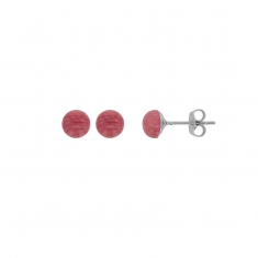 Boucles d'oreilles puces Rhodonite, argent 925/1000 rhodié