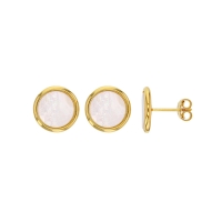 Boucles d'oreilles puces rond nacre blanche, Plaqué or