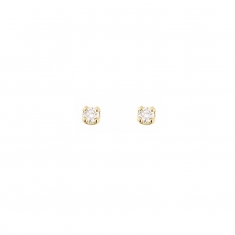Boucles d'oreilles puces serti 4 griffes, 2 diamants HSI 0,10ct, Or 750/1000