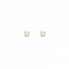 Boucles d'oreilles puces serti 4 griffes, 2 diamants HSI 0,10ct, Or 750/1000