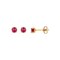 Boucles d'oreilles puces serti 4 griffes, Rubis, Or 750/1000