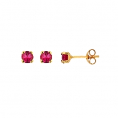 Boucles d'oreilles puces serti 4 griffes, Rubis, Or 750/1000