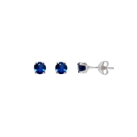 Boucles d'oreilles puces serti 4 griffes, Saphir de Ceylan, Or blanc 750/1000