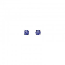 Boucles d'oreilles puces serti 4 griffes, Saphir de Ceylan, Or blanc 750/1000