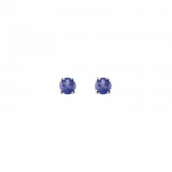 Boucles d'oreilles puces serti 4 griffes, Saphir de Ceylan, Or blanc 750/1000