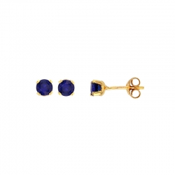 Boucles d'oreilles puces serti 4 griffes, Saphir de Ceylan, Or blanc 750/1000