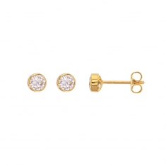 Boucles d'oreilles puces serti clos, oxydes Or 750/1000 diam. 4mm