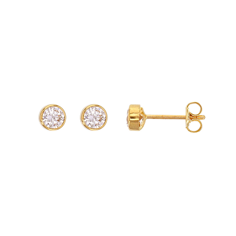 Boucles d'oreilles puces serti clos, oxydes Or 750/1000 diam. 4mm