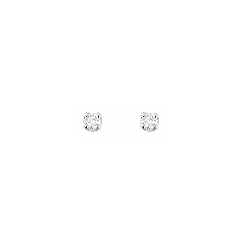 Boucles d'oreilles puces serti 4 griffes, 2 diamants HSI 0,10ct, Or 750/1000