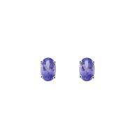 Boucles d'oreilles puces Tanzanite ovale 5x4mm sertie 4 griffes, Or blanc 750/1000