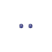 Boucles d'oreilles puces Tanzanite ronde sertie 4 griffes, Or blanc 750/1000