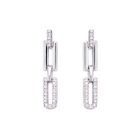 Boucles d'oreilles rectangles URBAN en Argent rhodié 925/1000 et Oxydes de zirconium