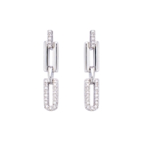 Boucles d'oreilles rectangles URBAN en Argent rhodié 925/1000 et Oxydes de zirconium