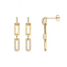 Boucles d'oreilles rectangles URBAN en Argent rhodié 925/1000 et Oxydes de zirconium