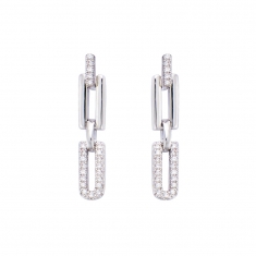 Boucles d'oreilles rectangles URBAN en Argent rhodié 925/1000 et Oxydes de zirconium