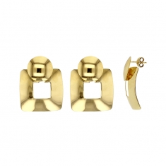 Boucles d'oreilles rond sur un carré ajouré en argent 925/1000 doré